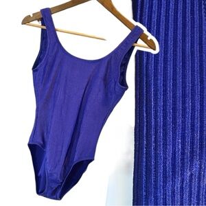Vintage 90s Catalina royal blue ribbed one piece swimsuit low back 12